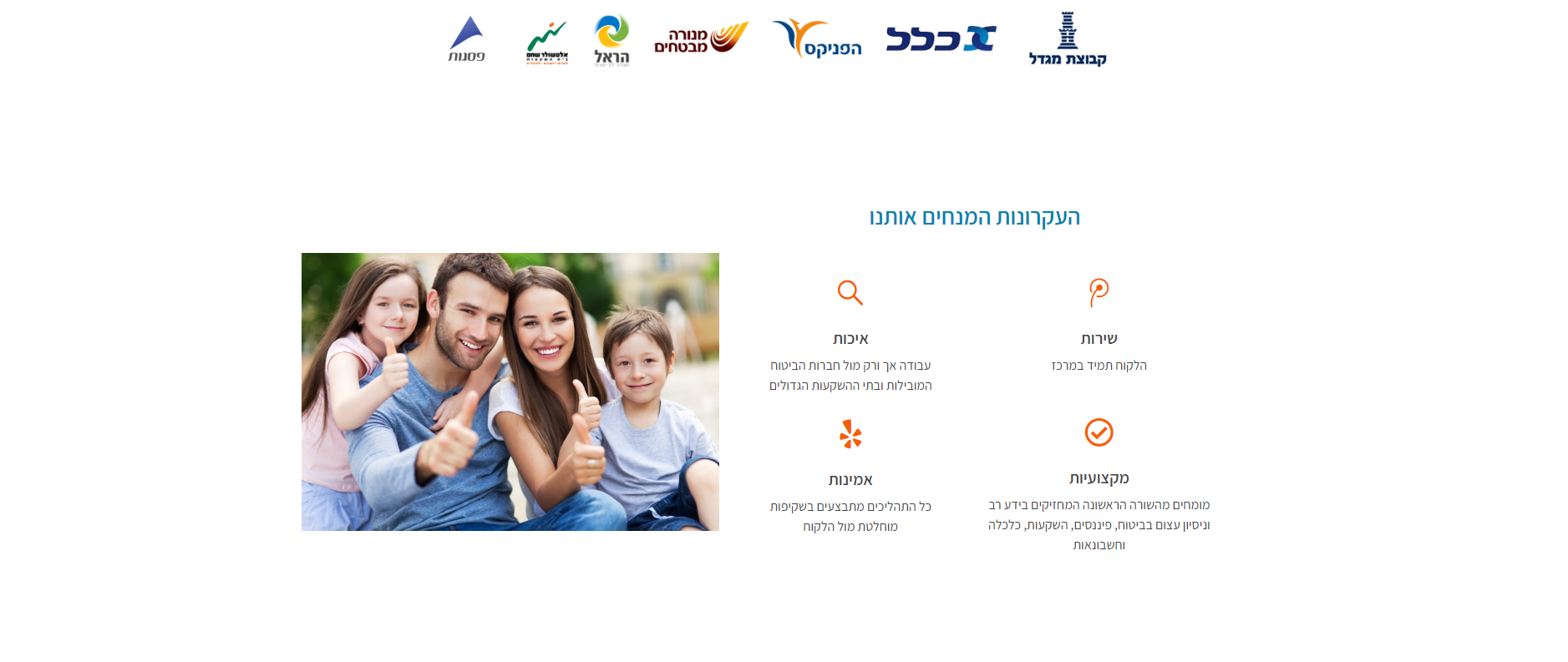 בניית דף נחיתה לסוכנות ביטוח "פנסיוני- מערכי ביטוח"