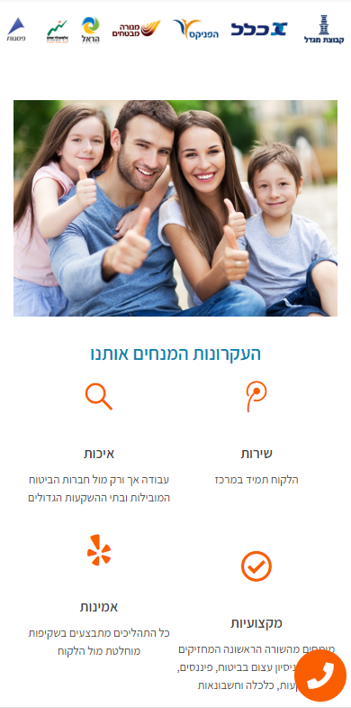 בניית דף נחיתה לסוכנות ביטוח "פנסיוני- מערכי ביטוח"